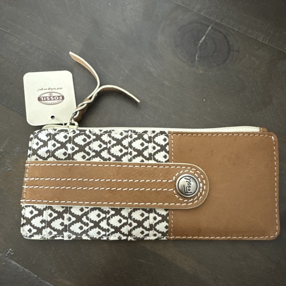 FOSSIL Floral colorful Womens Wallet Zip Across Coin Purse ID Card Holder Window - Picture 4 of 8